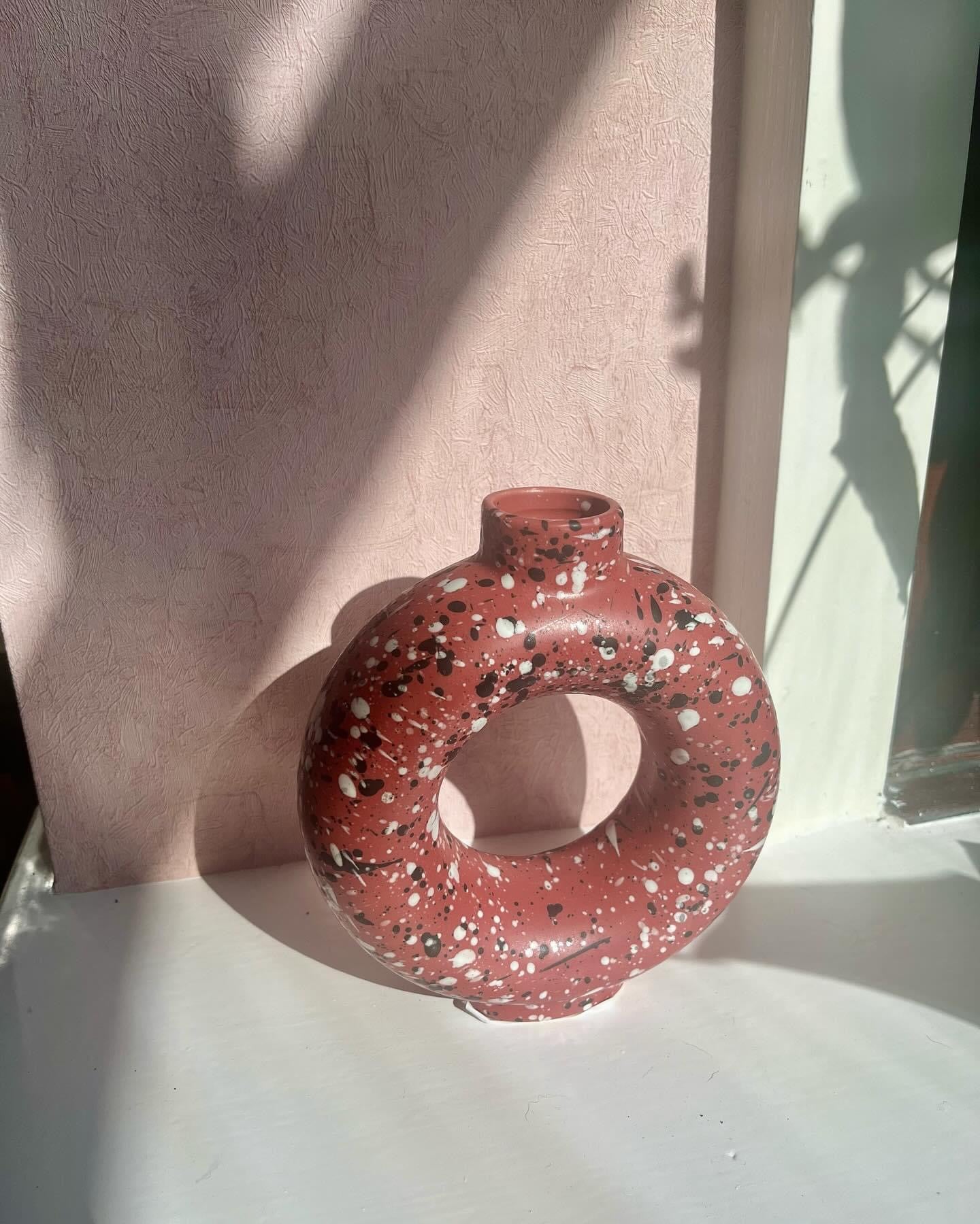 Pink Speckled Round Vase